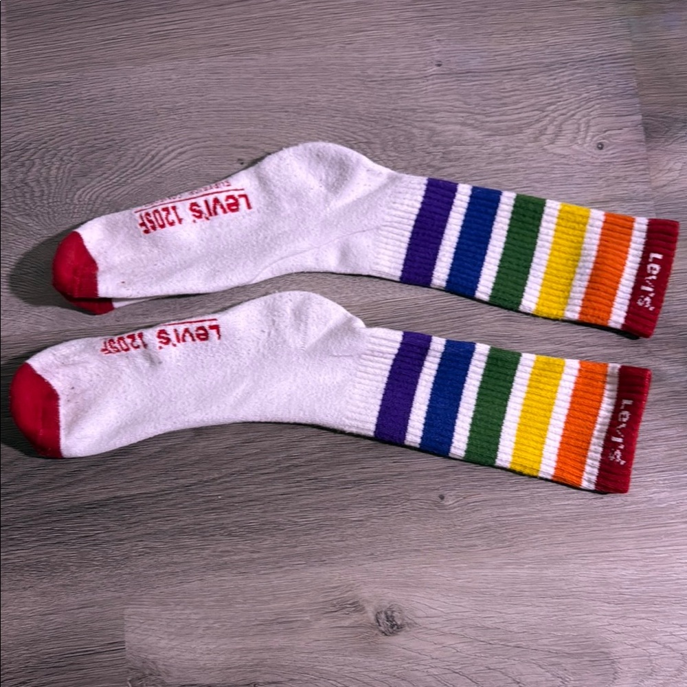 LEVIS VINTAGE RAINBOW PRIDE MENS CREW SOCKS
